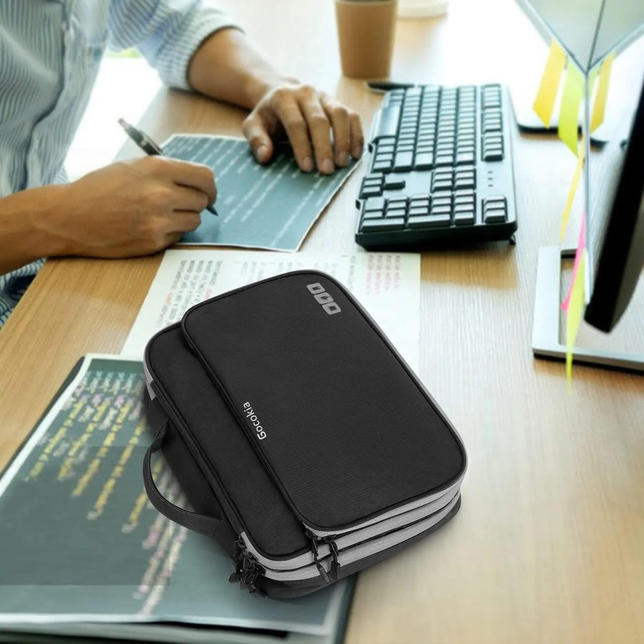 Travel Cable Organizer Bag, 3 Layer X-Large Capacity Electronics Accessories Cord Storage Case Bag for Cables, SD Card,Chargers, Power Bank, Cellphone,Tablet