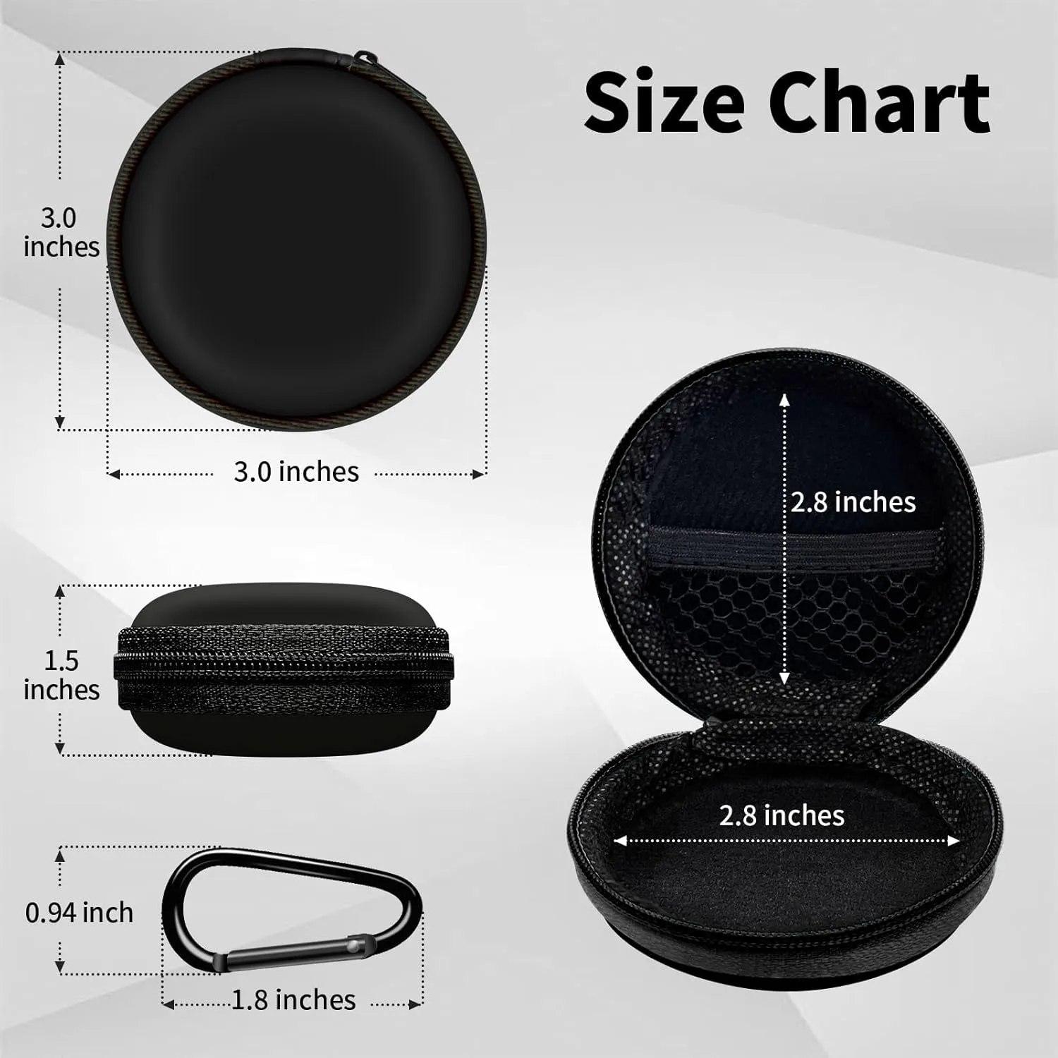 Travel Essentials Organizer Kit  Waterproof Cord Organizer & Round Earbud Case Travel Bag for Chargers, Headphones & Tech Accessories, Black