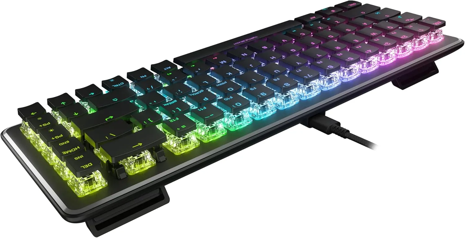 Turtle Beach Vulcan II Mini 65% Optical Gaming Keyboard - Customizable RGB Illumination, Detachable Cable, Button Duplicator, On-Board Profiles, Aluminum Plate, 200M Keystroke Durability - Black