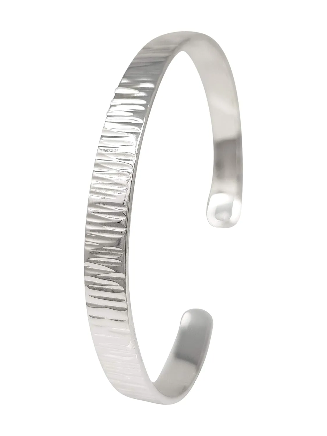 Versatile Textured Silver Bangle Bracelets for Women and Girls