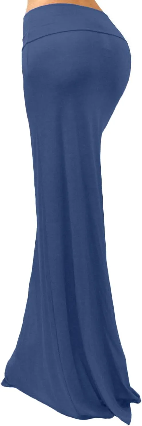 Vivicastle Women's USA Asymmetric Striped Fold Over Waist Long Maxi Skirt