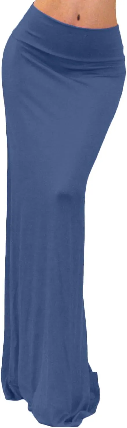 Vivicastle Women's USA Asymmetric Striped Fold Over Waist Long Maxi Skirt