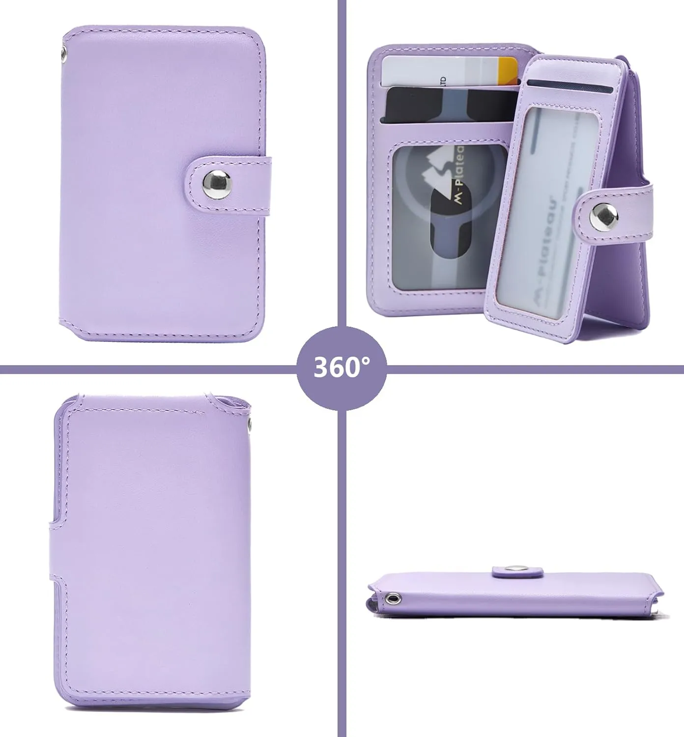 Wallet Women Small, Minimalist Wallet for Men, Keychain Wallet with ID Card Holder(Lavender)