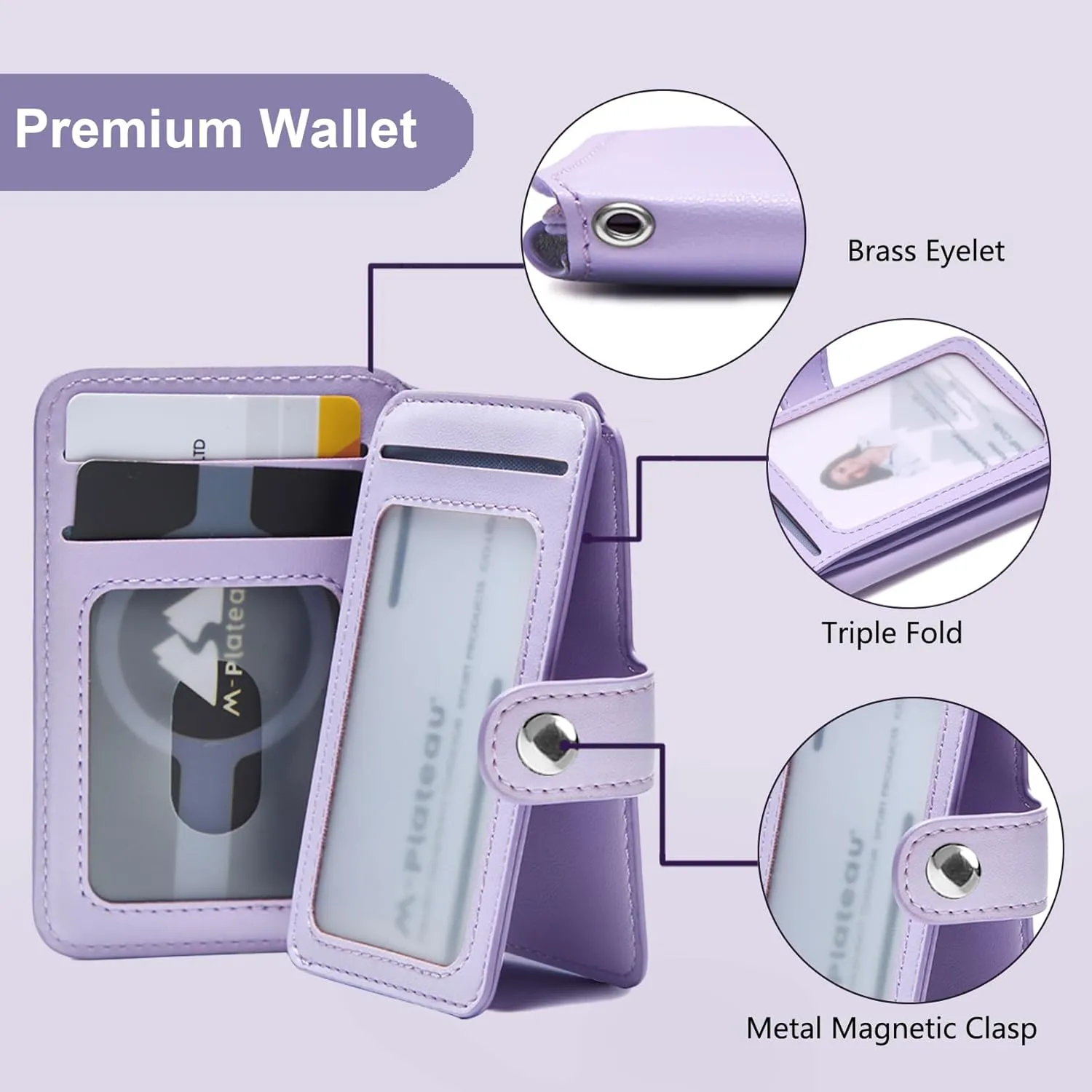 Wallet Women Small, Minimalist Wallet for Men, Keychain Wallet with ID Card Holder(Lavender)