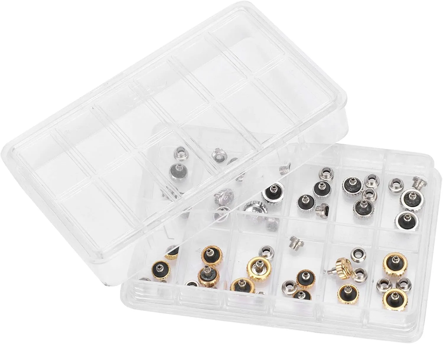 Watch Chain Removal Tool Kit Watch Repair Kit, Ku Uparkn Watch Crown Replacement Gold Watch Crown Copper Watch Head Watch Crown Parts Wristwatch Parts Replacement Accessories Silver Gold