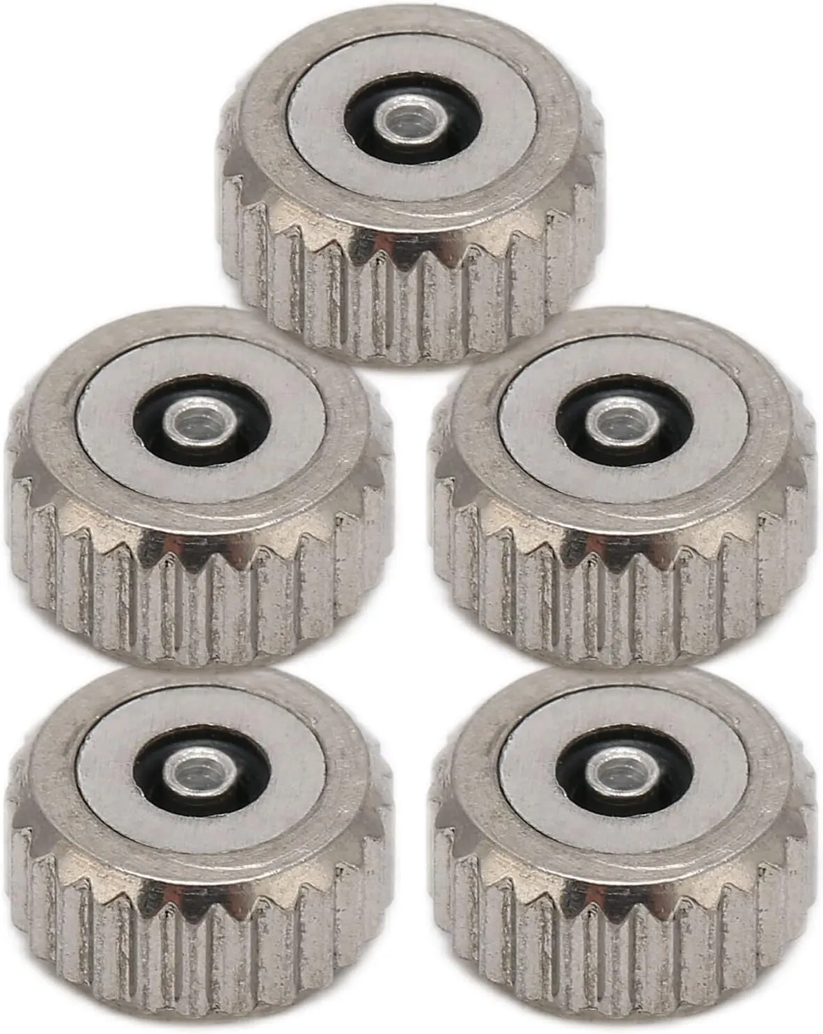 Watch Crown Spare Parts Silver Gold Steel Setting Fitting Repairing Maintenance Watch Head for Watch Replacement Accessories(6.5mm flat hole)