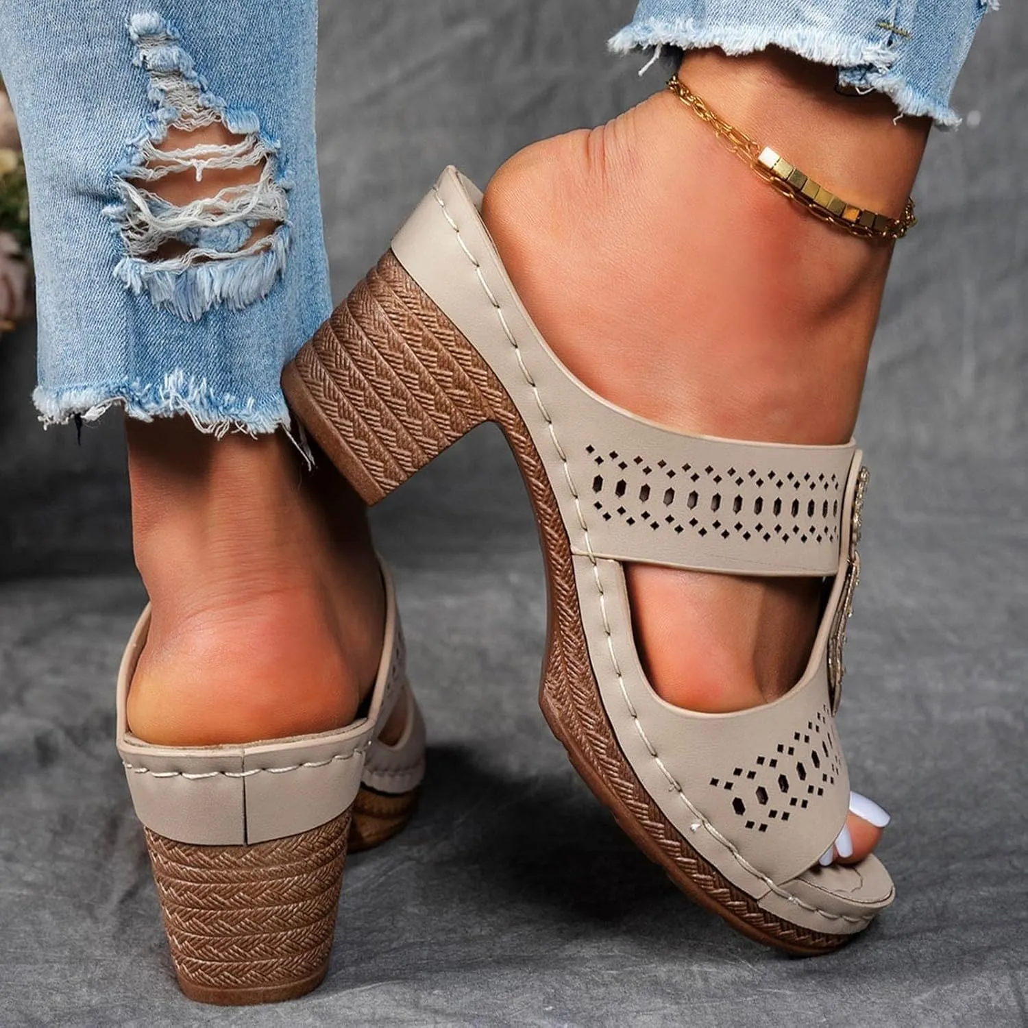 Wedge Heel Sandals for Women Dressy Casual Walking Shoes Comfortable Gladiator Sandals Summer Slip On Fashion Business Office Shoes Beach Vacation Platform Sandal