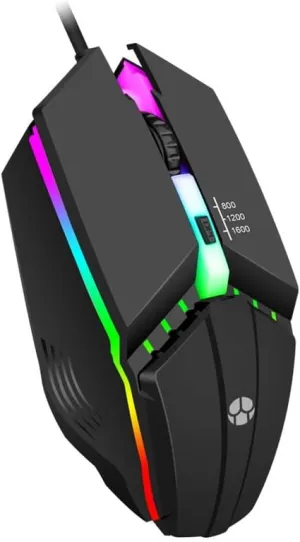 Wired Gaming Mouse, Optical USB Mice for Laptop/Desktop, 800 to 1600 and RGB Light, Ergonomic with 4 Programmable Buttons for Computer Windows 7/8/10/XP Vista Linux Chromebook PC