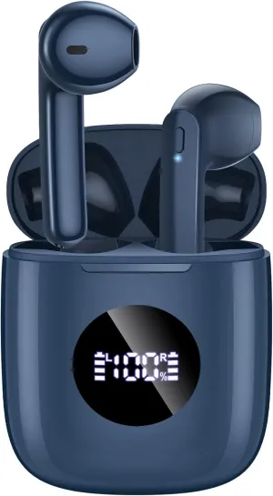 Wireless Earbuds, IPX7 Waterproof Bluetooth Earbuds Headphones Bass Stereo, Ear Buds with Mic LED Display Ear Earphones, 78H Playtime for Smartphone Laptop Pad Sports Workout