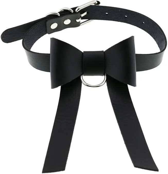 Women Bow Neck Collar Choker Necklace Adjustable Handmade Bowknot Hip Hop Costume Cosplay Nightclub Punk Choker