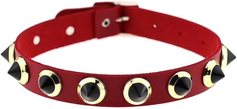 Women Leather Choker Necklace Handmade Adjustable Costume Cosplay Nightclub Punk Neck Collar Choker