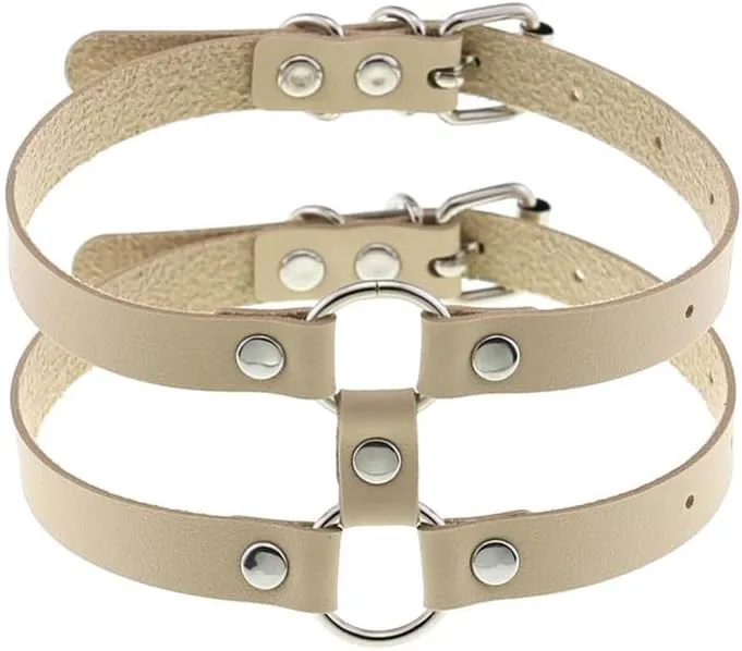 Women Leather Choker Necklace Handmade Adjustable Costume Cosplay Nightclub Punk Neck Collar Choker