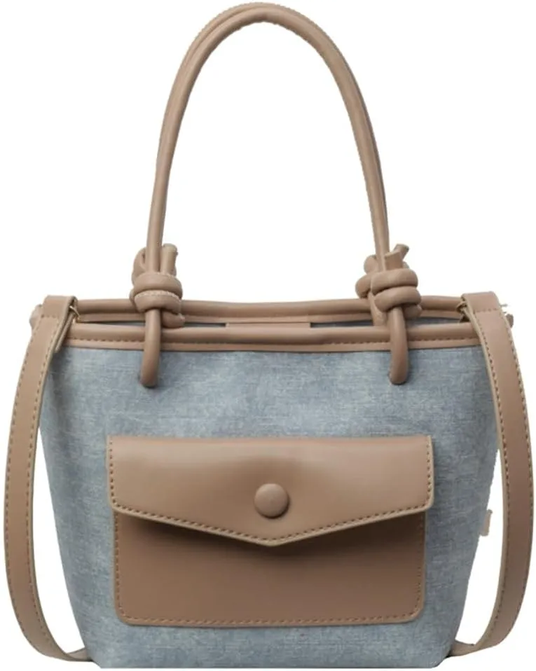 Women PU Leather Tote Bag Bucket Purse Fashion Shoulder Crossbody Bag Large Hobo Handbag
