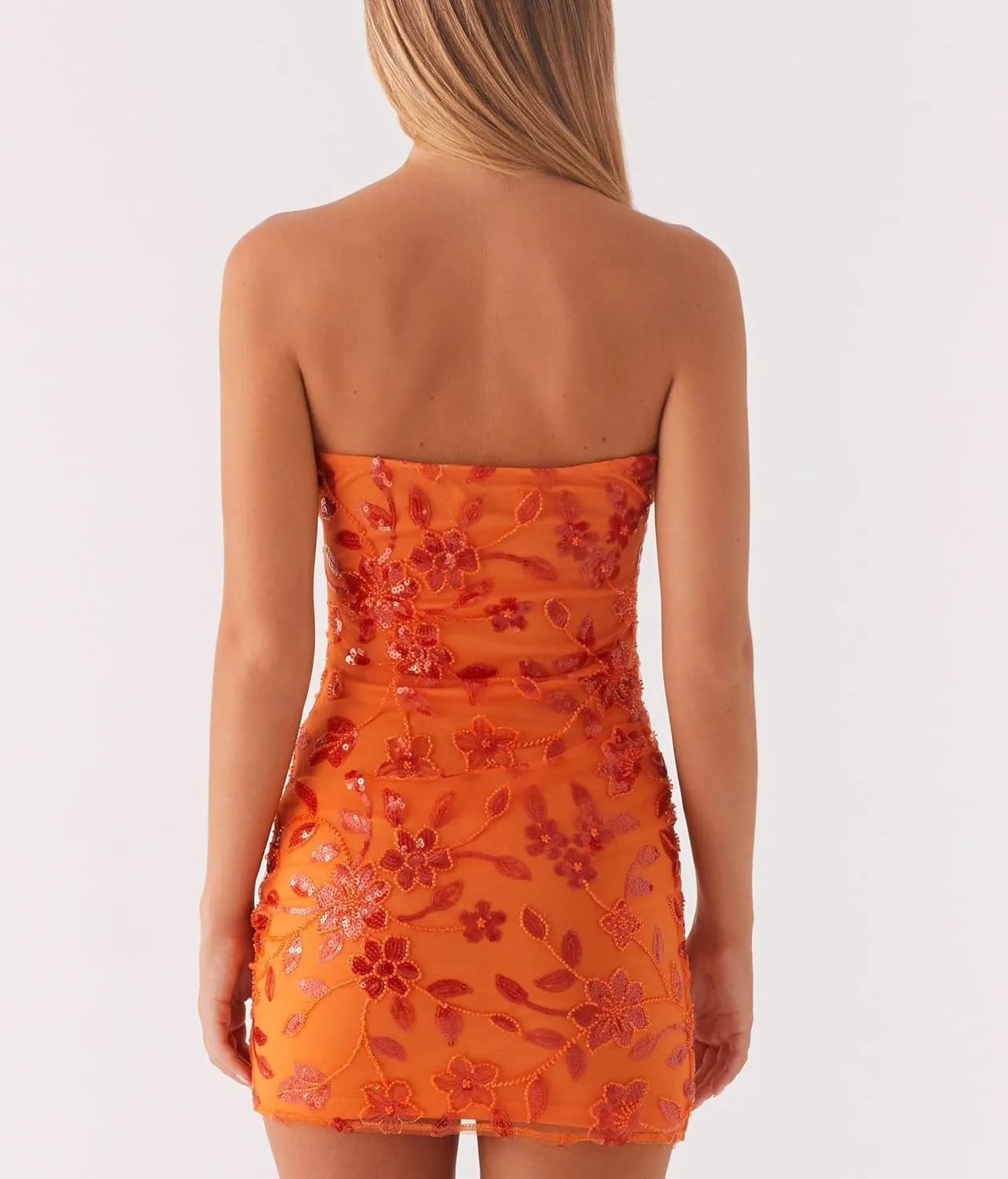 Women Sequin Beaded Strapless Dress Y2K Sparkle Glitter Tube Mini Dress Rhinestone Floral Sundresses Beach