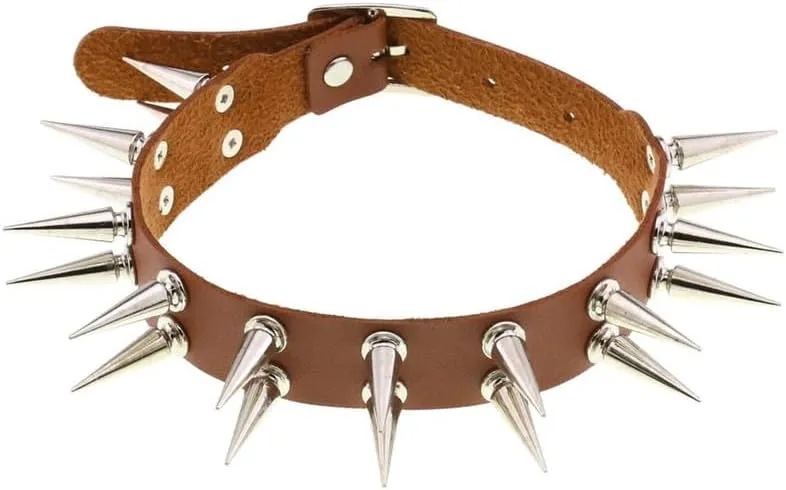 Women Spike Punk Choker Necklace Handmade Adjustable Hip Hop Costume Cosplay Nightclub Rivet Neck Collar Choker
