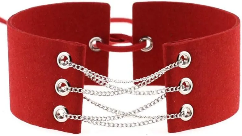 Women Velvet Choker Necklace Handmade Wide Adjustable Costume Cosplay Nightclub Punk Neck Collar Choker