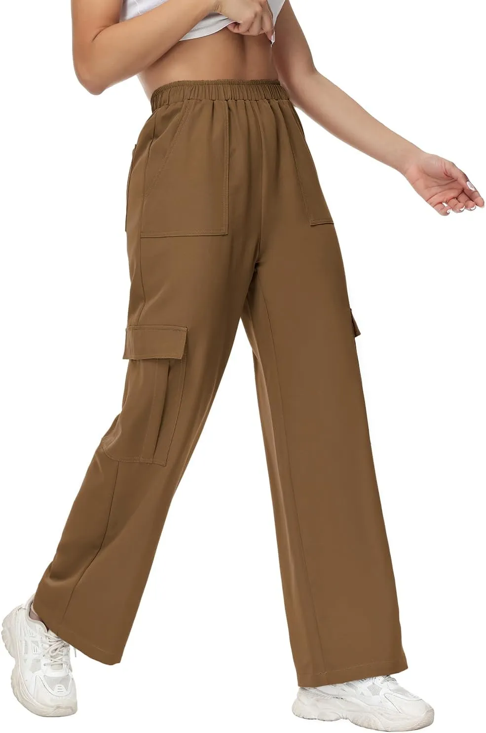 Women Wide Straight Leg Pants Trendy Y2k Streetwear Cargos Twill Utility Pant with 6 Pockets