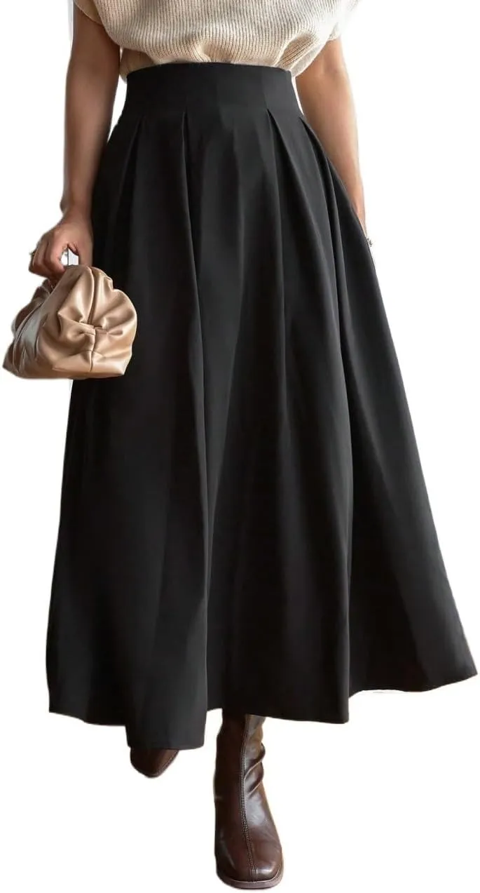 Women's 2024 Midi Long Skirt Fold Pleated Skirt