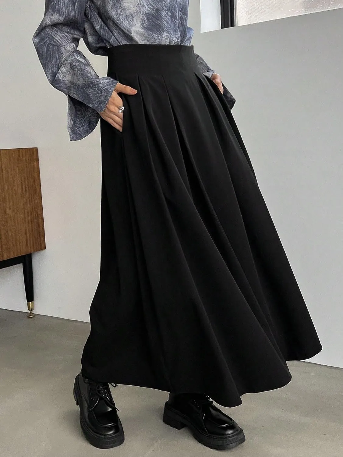 Women's 2024 Midi Long Skirt Fold Pleated Skirt