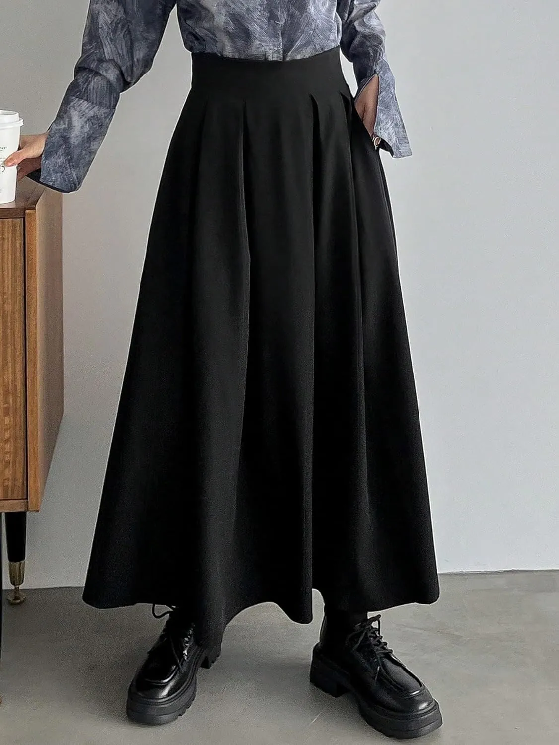 Women's 2024 Midi Long Skirt Fold Pleated Skirt