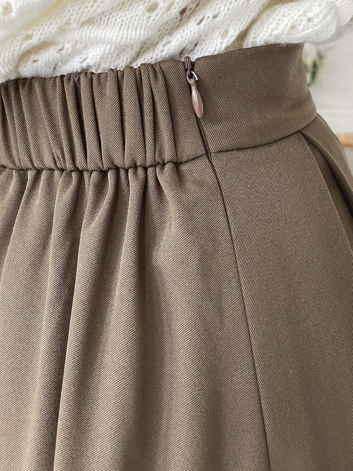 Women's 2024 Midi Long Skirt Solid Fold Pleated Skirt