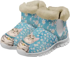 Womens Ankle Boots Insulated Fur Liner Snow Boot Lightweight Walking Winter Shoes Low Boots High-top Fleece Booties