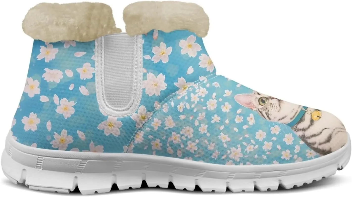 Womens Ankle Boots Insulated Fur Liner Snow Boot Lightweight Walking Winter Shoes Low Boots High-top Fleece Booties