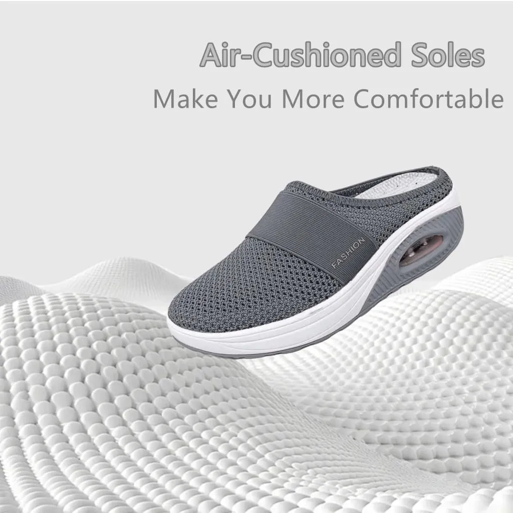 Women's Breathable Mesh Backless Mules, Slip On Mules for Women, 2025 Breathable Mesh Orthopedic Slippers for Women with Arch Support