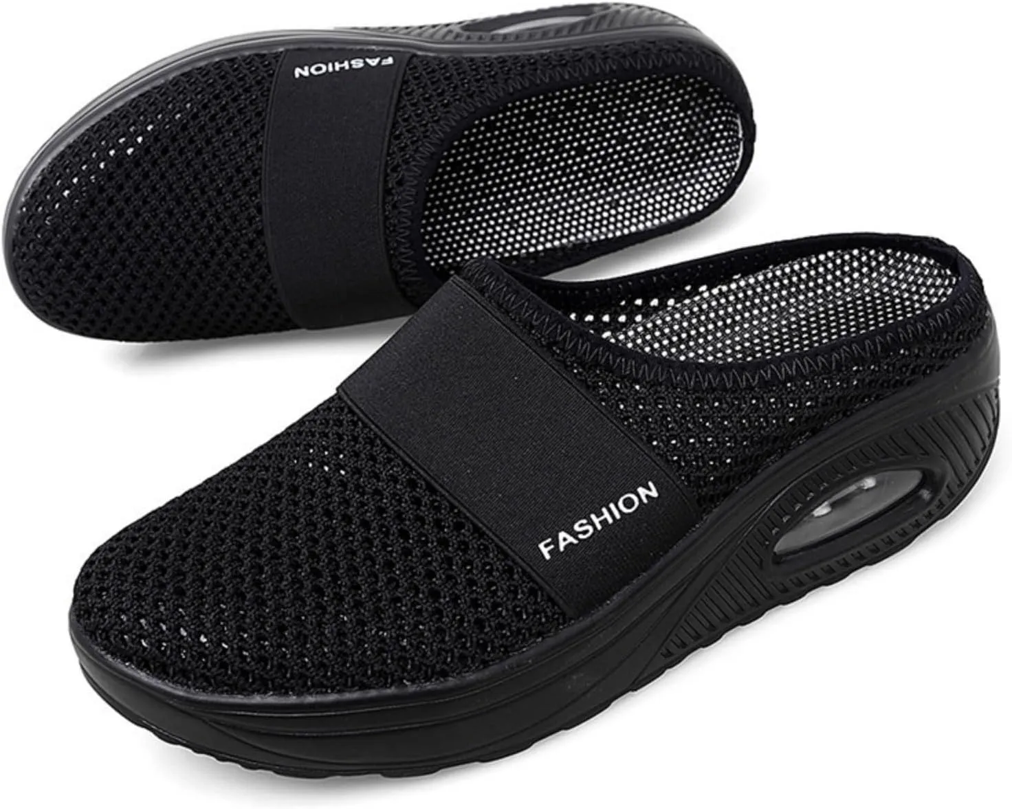 Women's Breathable Mesh Backless Mules, Slip On Mules for Women, 2025 Breathable Mesh Orthopedic Slippers for Women with Arch Support