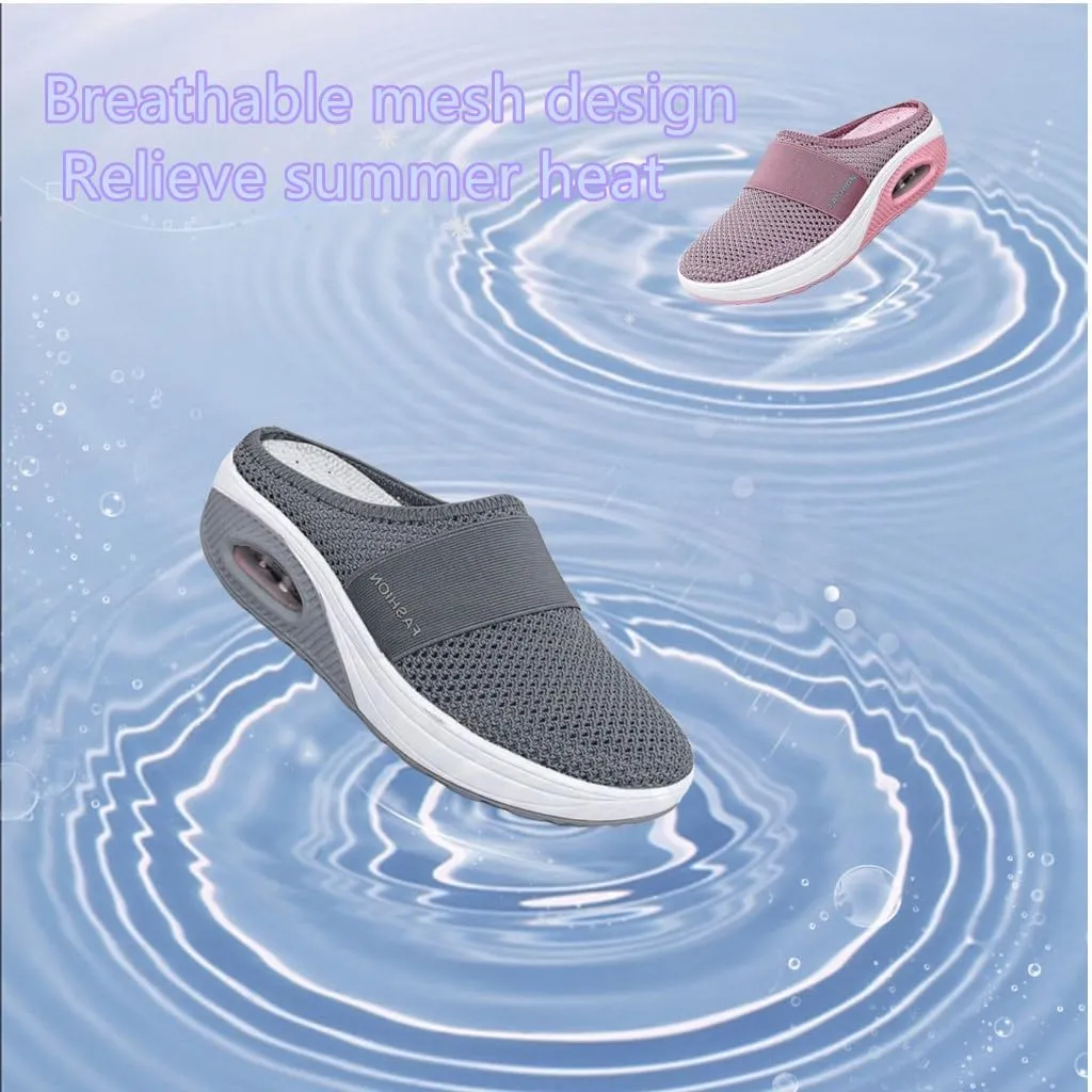 Women's Breathable Mesh Backless Mules, Slip On Mules for Women, 2025 Breathable Mesh Orthopedic Slippers for Women with Arch Support