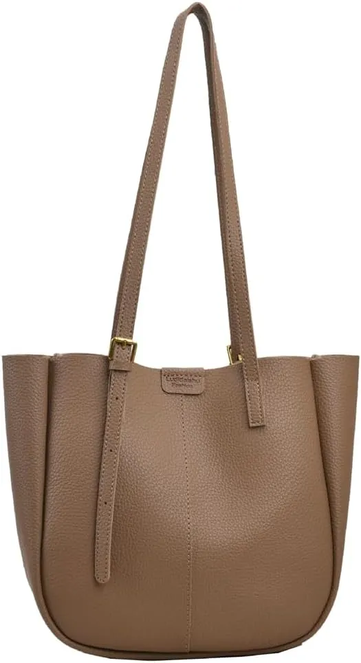 Women's Bucket Shoulder Tote Bags Fashion Large Top Handle Satchel Casual Handbags PU Leather Working Purses 2pcs