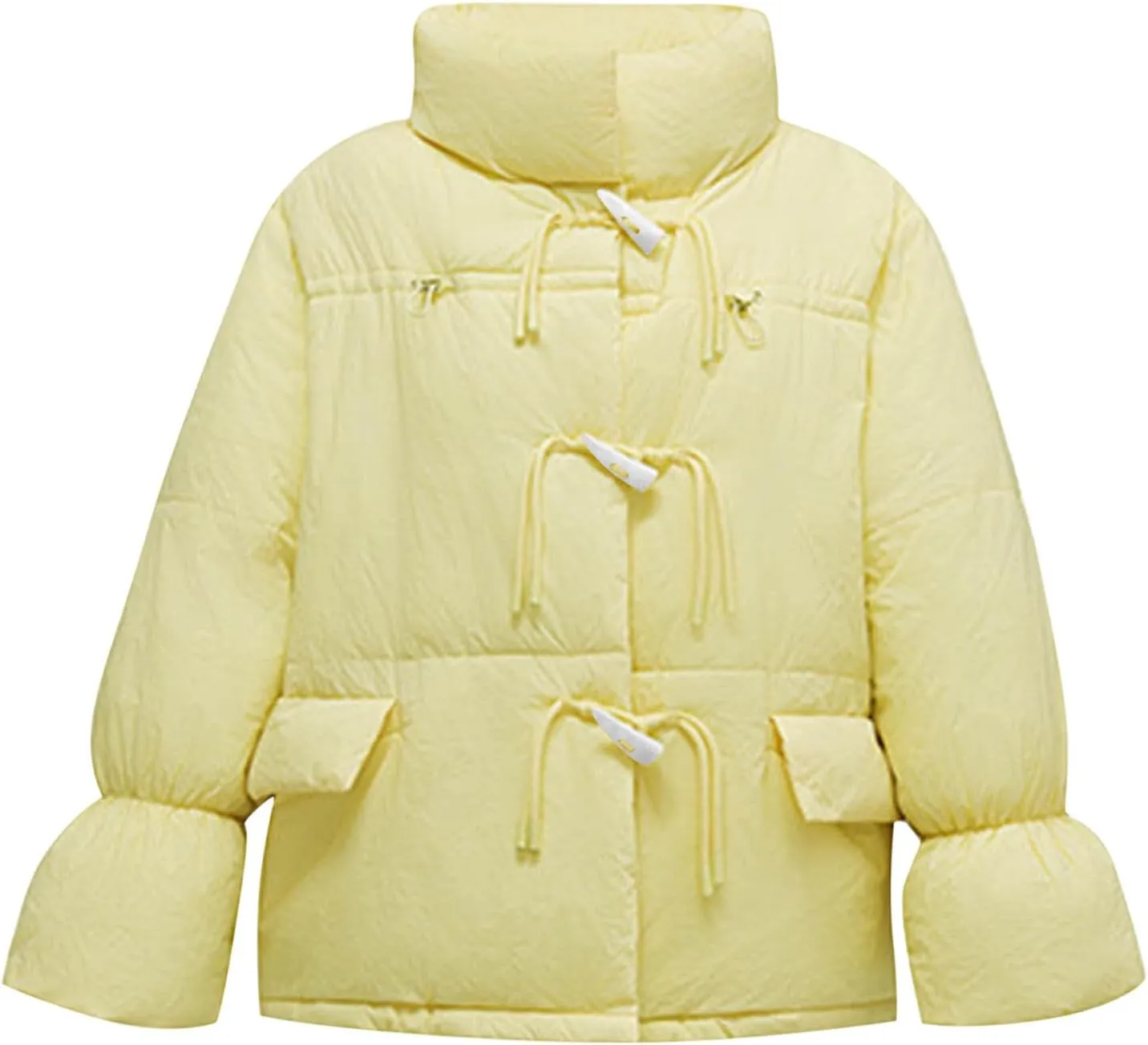 Women's Fashion Puffer Jackets Dressy Casual Stand Collar Bubble Coats Cardigan Teen Girls Baggy Quilted Down Jackets