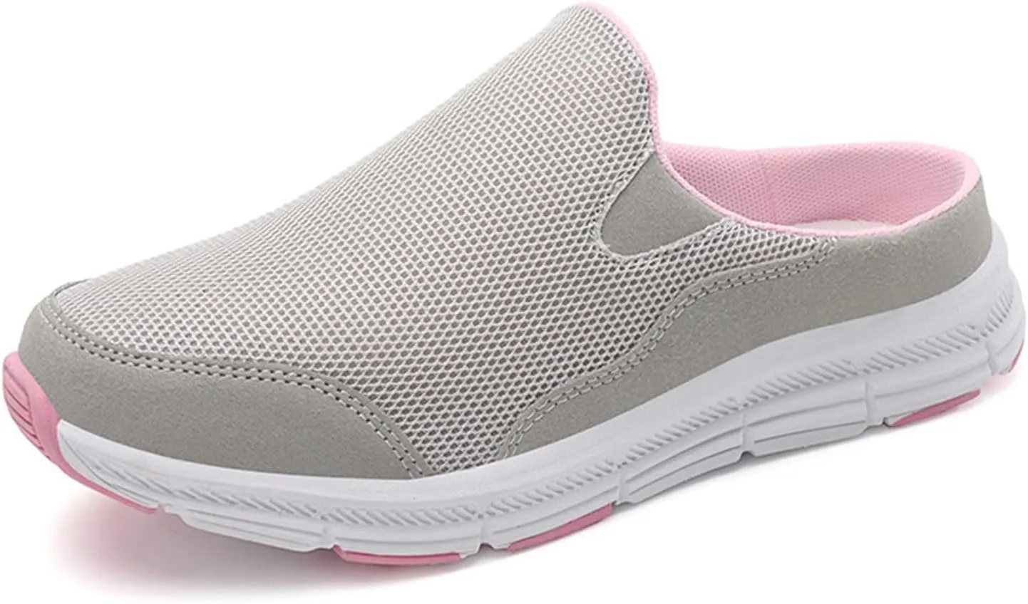 Women's Knitted Breathable Lightweight Slip-On Sports Mules Comfortable Non-Slip Backless Walking Shoes for Hiking House Traveling