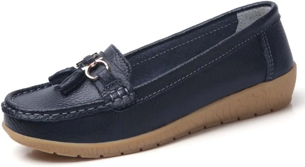 Women's Moccasins Cute Fashion Bow Chain Decorated Low Top Round Toe Shoes Orthopedic Sandals, Cute Casual Comfortable Lightweight Slip on Shoes, Female Solid All-Match Loafers for Everyday Wear