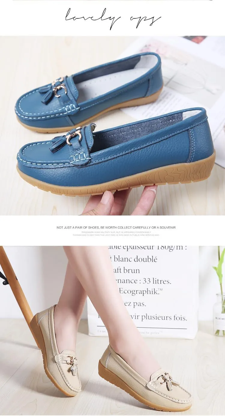 Women's Moccasins Cute Fashion Bow Chain Decorated Low Top Round Toe Shoes Orthopedic Sandals, Cute Casual Comfortable Lightweight Slip on Shoes, Female Solid All-Match Loafers for Everyday Wear