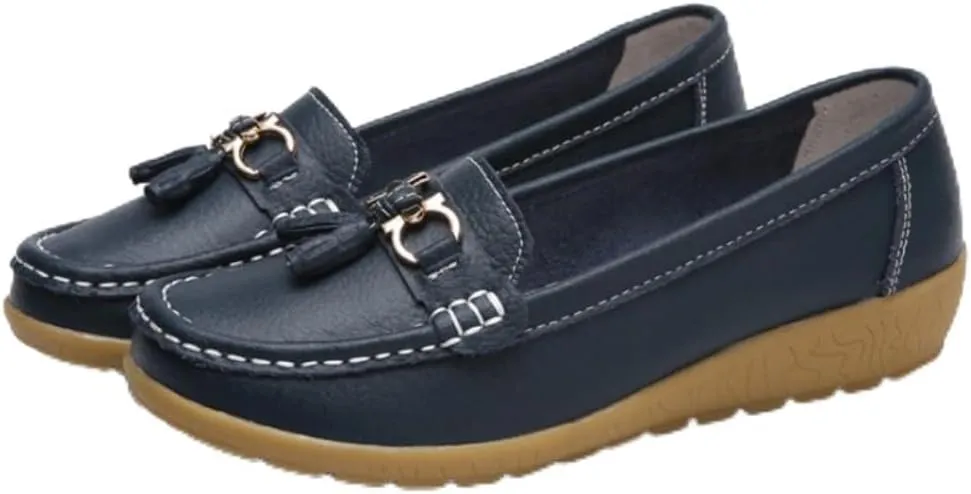 Women's Moccasins Cute Fashion Bow Chain Decorated Low Top Round Toe Shoes Orthopedic Sandals, Cute Casual Comfortable Lightweight Slip on Shoes, Female Solid All-Match Loafers for Everyday Wear