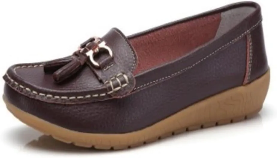 Women's Moccasins Cute Fashion Bow Chain Decorated Low Top Round Toe Shoes Orthopedic Sandals, Cute Casual Comfortable Lightweight Slip on Shoes, Female Solid All-Match Loafers for Everyday Wear