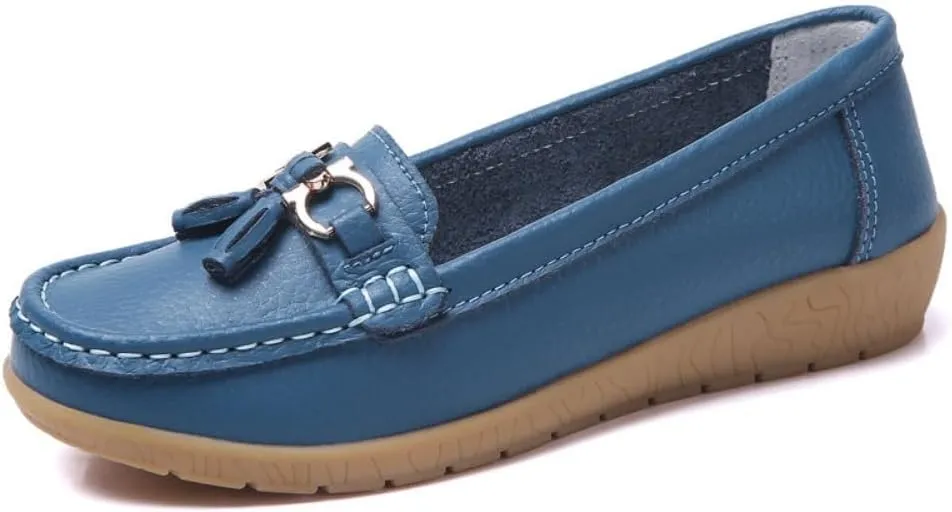 Women's Moccasins Cute Fashion Bow Chain Decorated Low Top Round Toe Shoes Orthopedic Sandals, Cute Casual Comfortable Lightweight Slip on Shoes, Female Solid All-Match Loafers for Everyday Wear