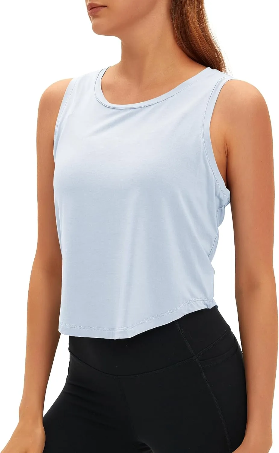 Women's Open Back Workout Tops Sleeveless Crop Yoga Shirts Lightweight Athletic Gym Exercise Tank Tops