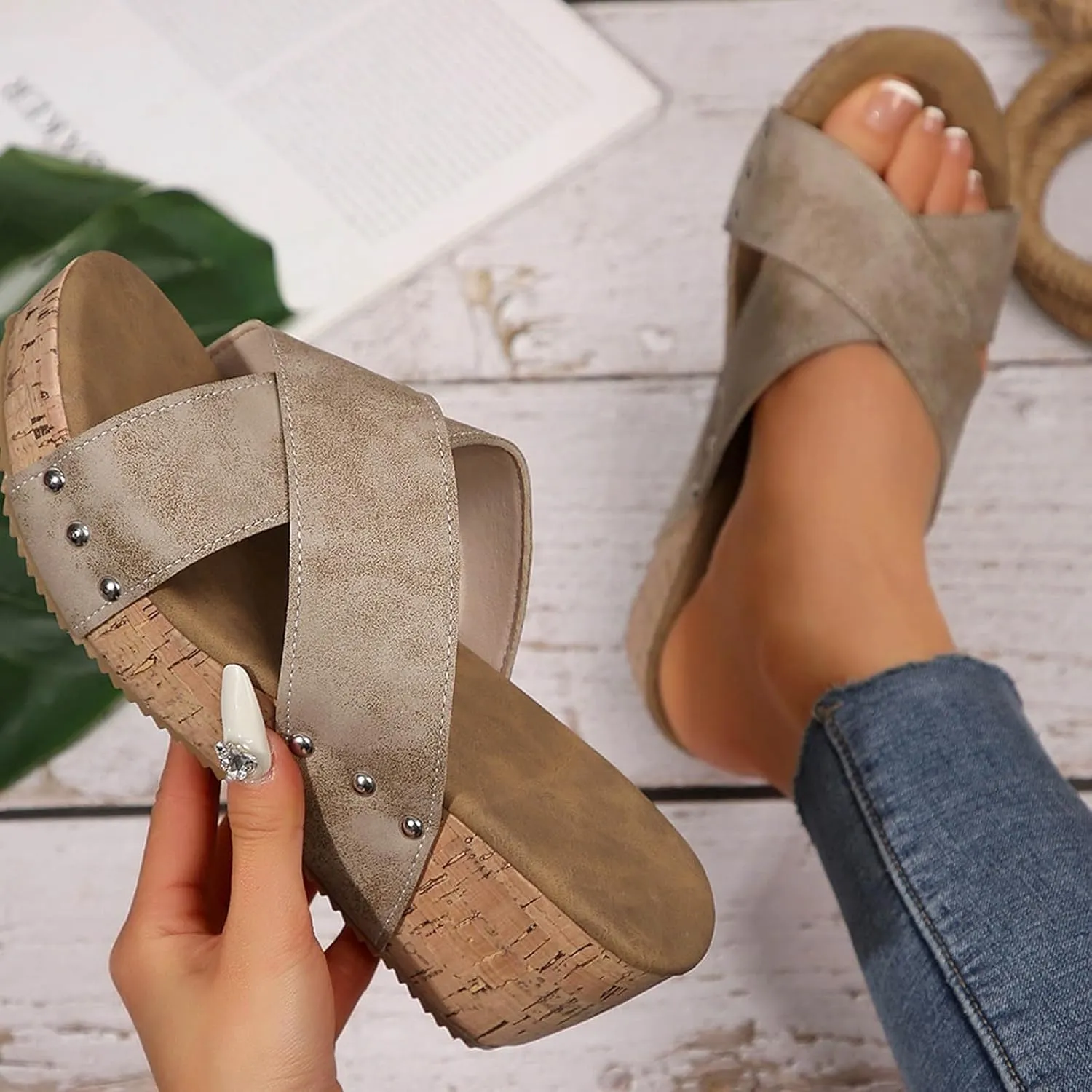Women's Sandals Dressy Beach Flip Flops Sandals Fashion Summer Thong Sandals Arch Support Platform Wedge Sandal