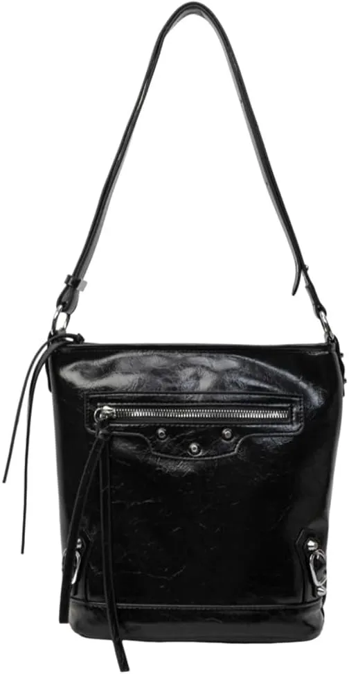 Womens Shoulder Crossbody Bag Vegan Leather Purse Y2k Large Bucket Handbag Zipper Tote Top Handle Satchel