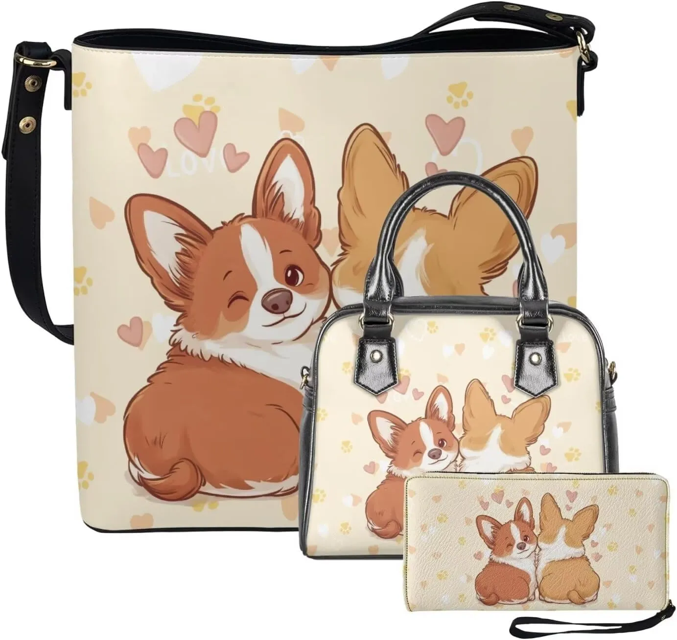 Women's Tote Bag Cross Body Purse and Matching Wallet 3 Piece Handbags Set PU Leather Hobo Bags for Women
