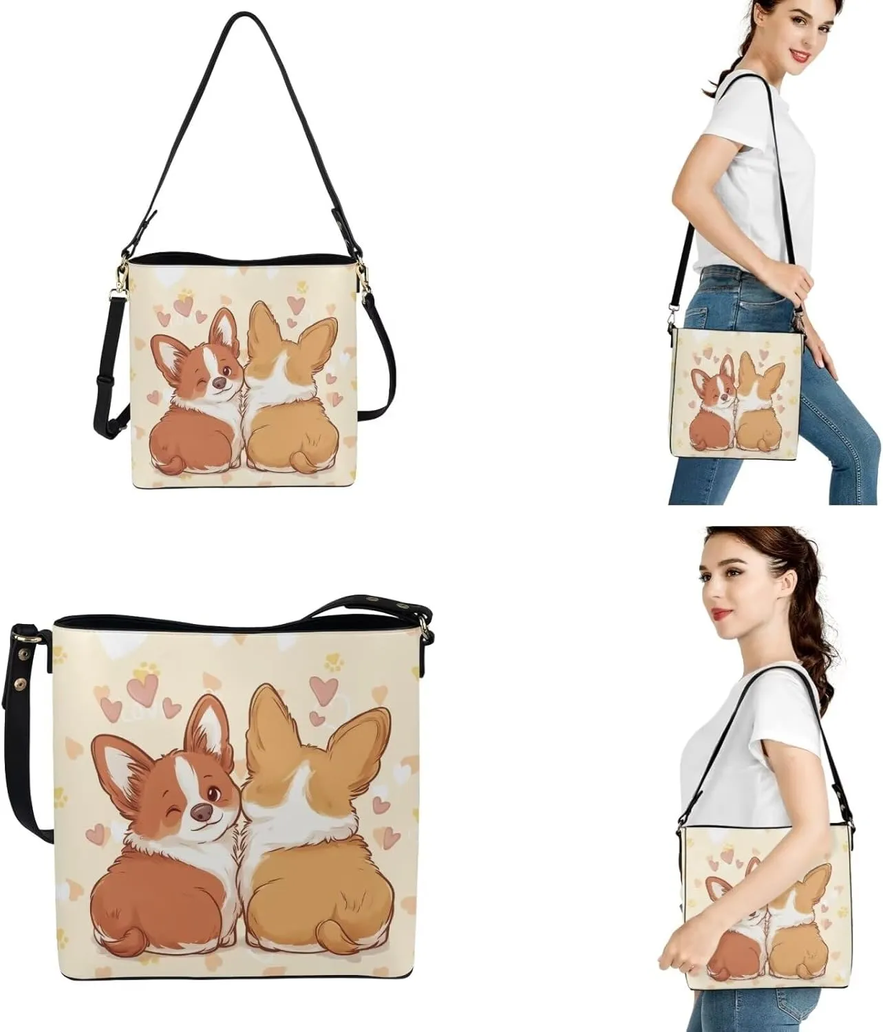 Women's Tote Bag Cross Body Purse and Matching Wallet 3 Piece Handbags Set PU Leather Hobo Bags for Women
