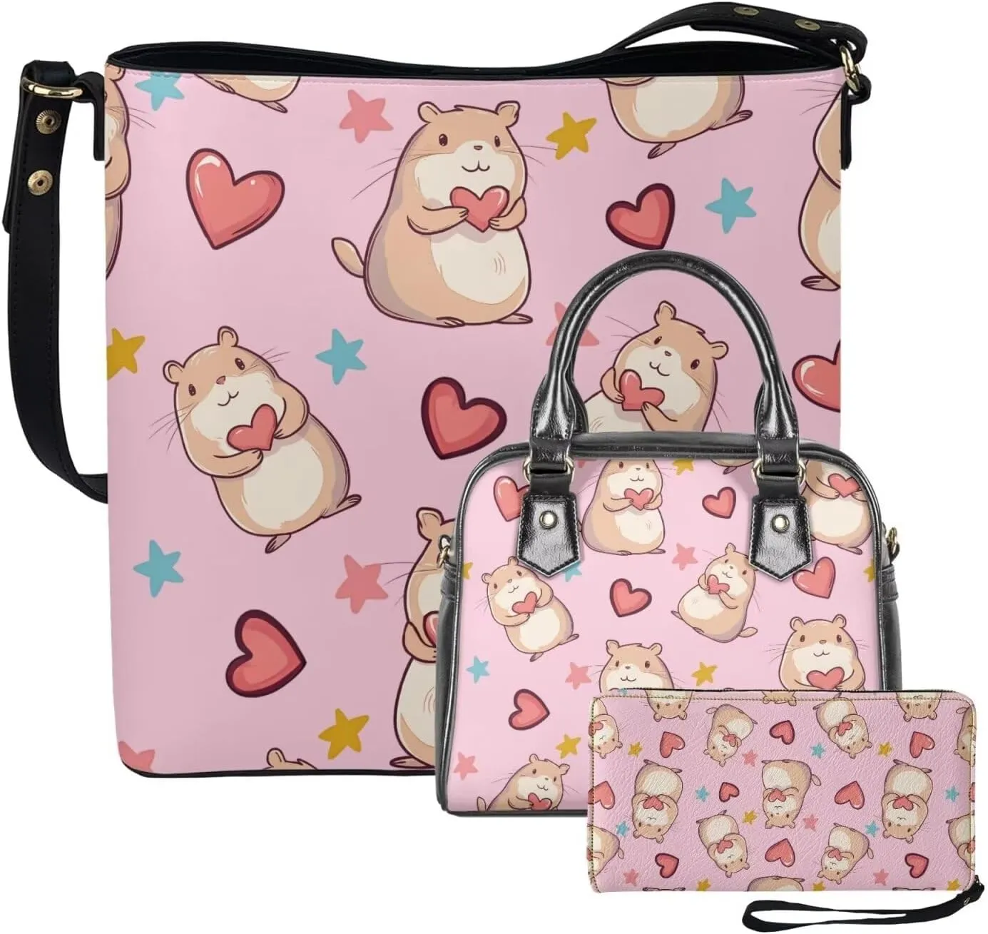 Women's Tote Bag Cross Body Purse and Matching Wallet 3 Piece Handbags Set PU Leather Hobo Bags for Women