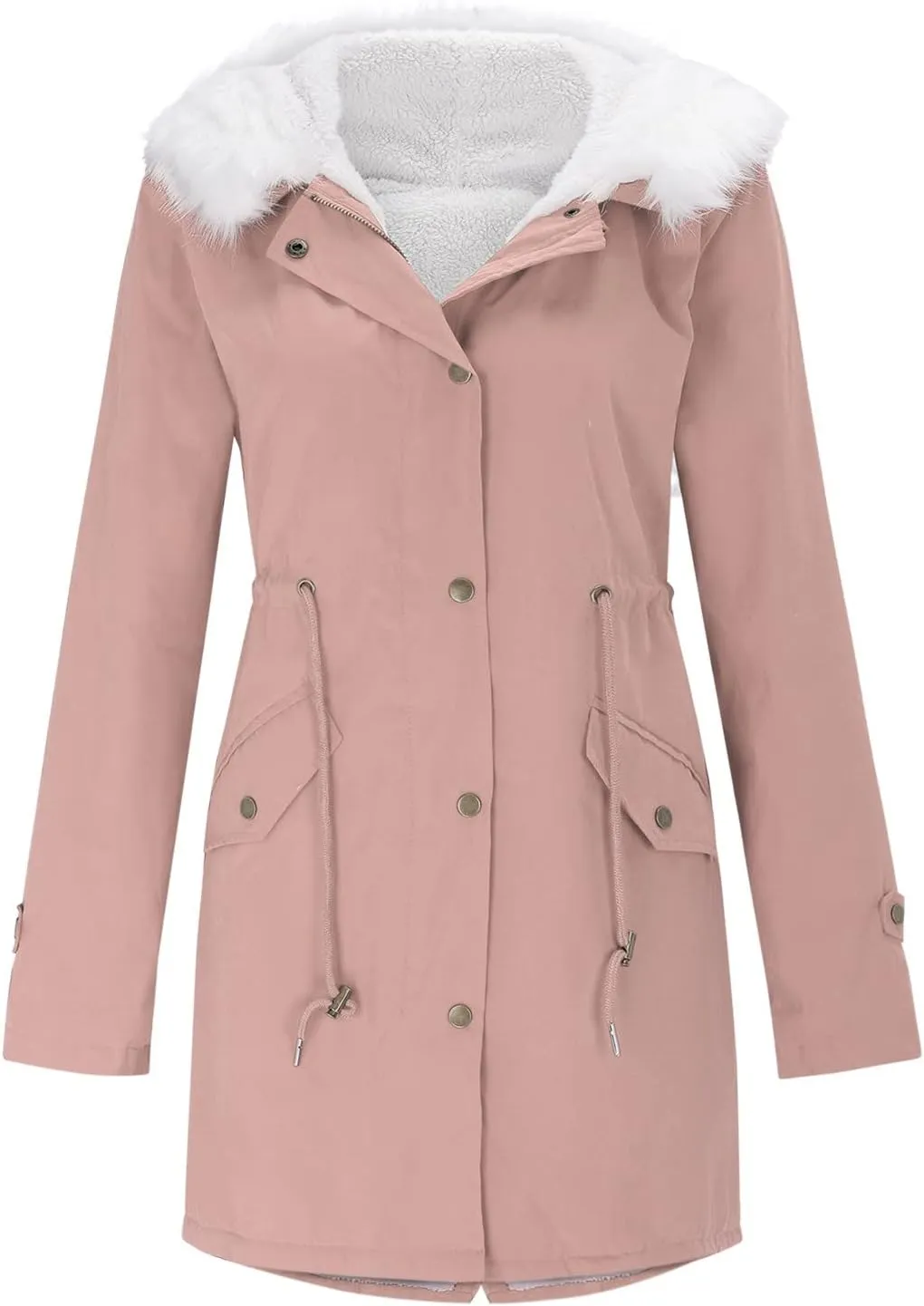 Women's Warm Winter Coat Snow Ski Jacket Fleece Lined Military Jacket Women Faux Fur Hooded Coat Puffer down Jackets