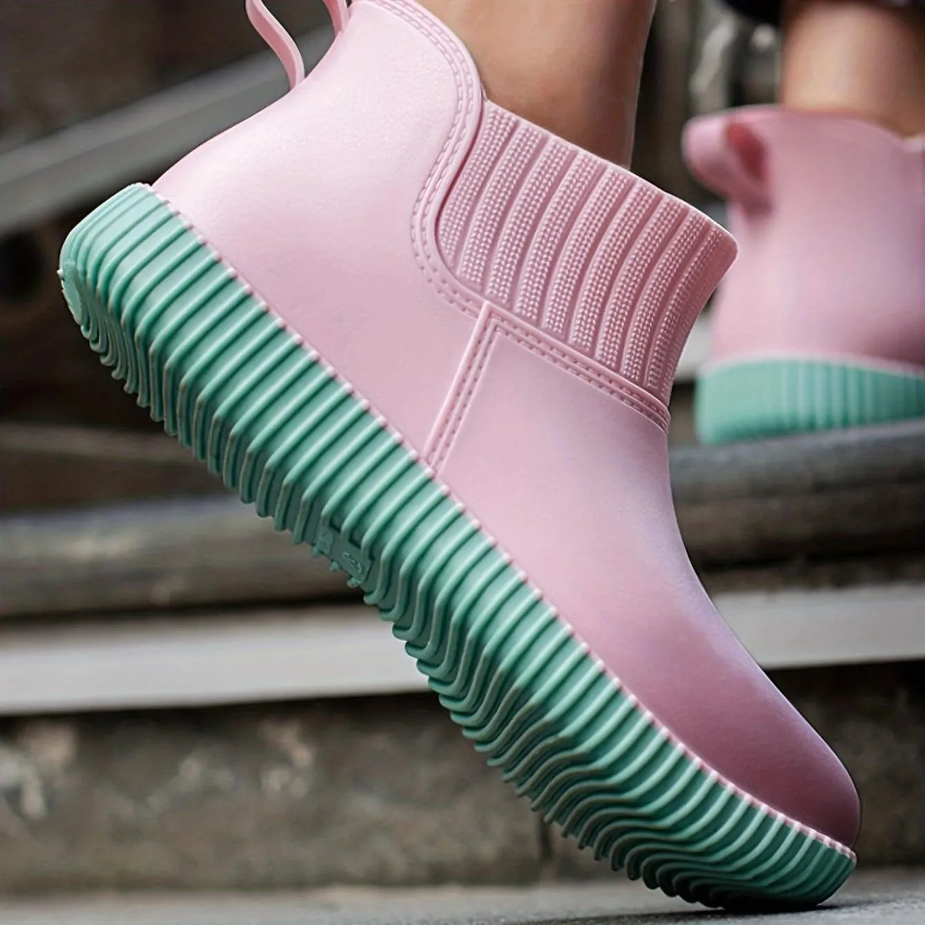 Women's Waterproof Non-Slip Flat Rain Boots - Slip-On Rubber Shoes for Outdoor Work and Play