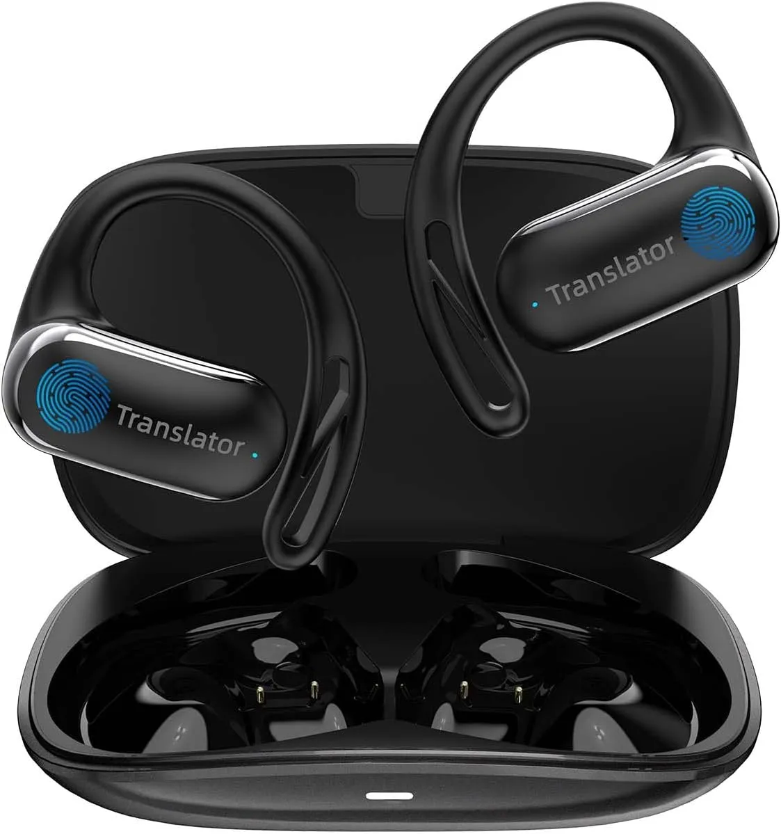 Wooask AI Translator Earbuds, 144 Language Translator Earbuds Open Ear Design 3-in-1 AI Translation Earbuds Real Time F56 Black (with Offline Package (Lifetime Free))