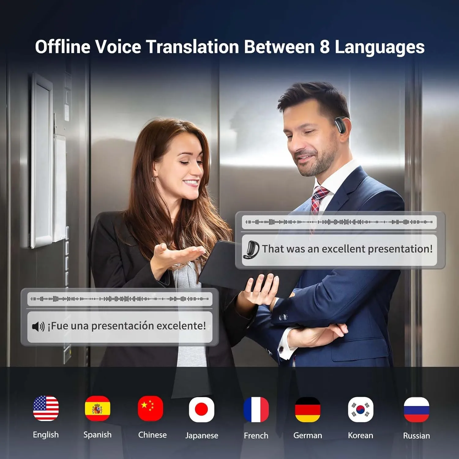 Wooask AI Translator Earbuds, 144 Language Translator Earbuds Open Ear Design 3-in-1 AI Translation Earbuds Real Time F56 Black (with Offline Package (Lifetime Free))