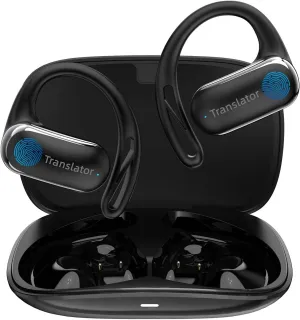Wooask AI Translator Earbuds, 144 Language Translator Earbuds Open Ear Design 3-in-1 AI Translation Earbuds Real Time F56 Black (with Offline Package (Lifetime Free))
