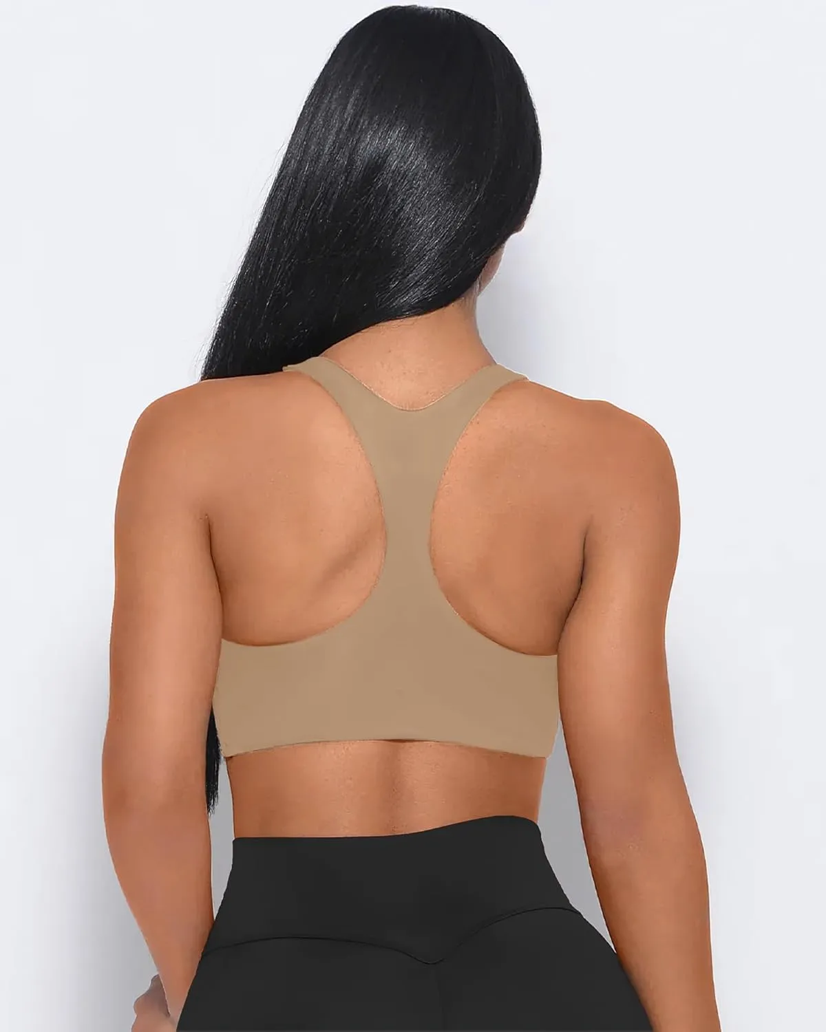 XUNYU Padded Sports Bras for Women Racer Back Workout Tank Tops with Built in Bras Longline Yoga Crop top Supportive